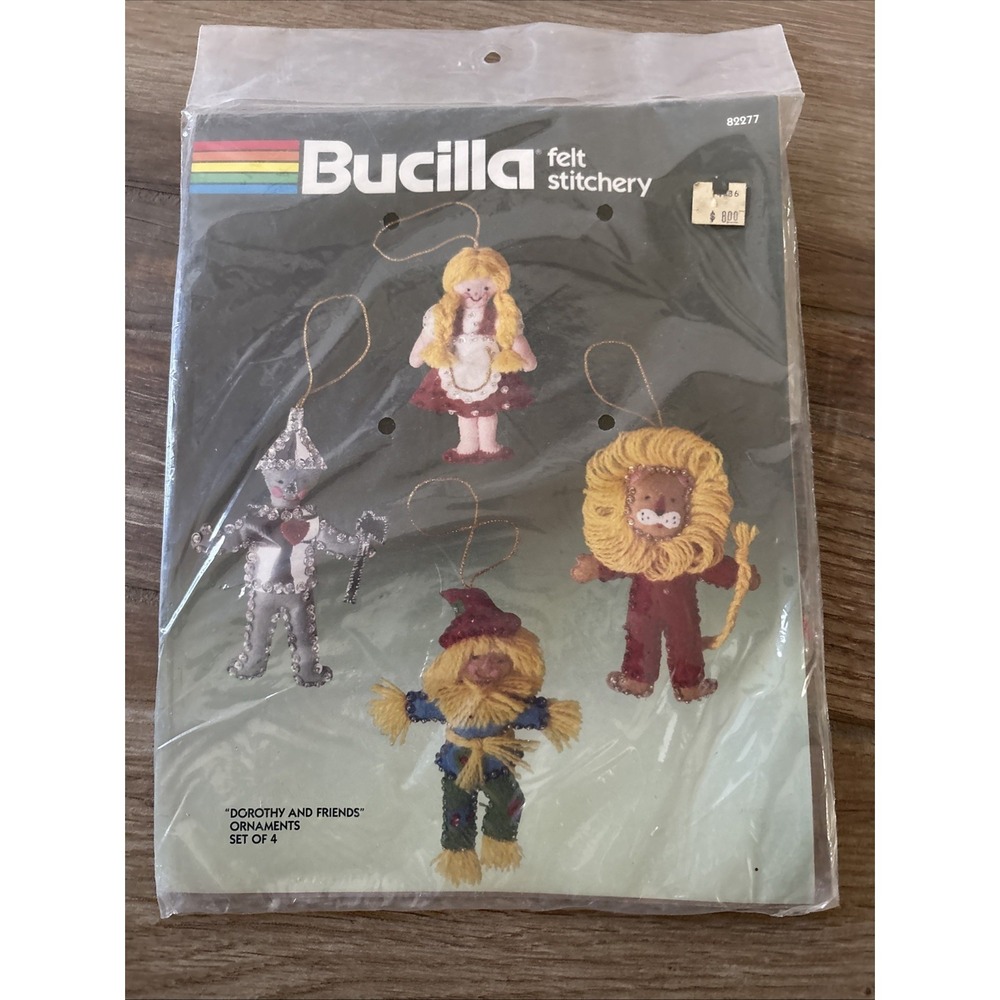 Vintage BUCILLA 82277 Felt Holiday Dorothy And Friends Ornaments Set Of 4 New